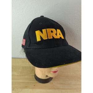 NRA Hat Flag Cap Black Adjustable American National Rifle Yellow Embroidered USA